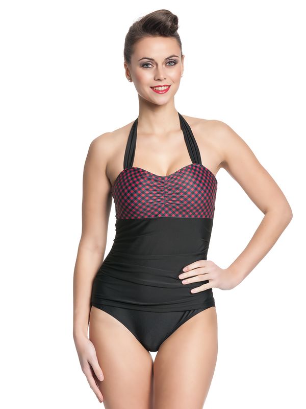 Nastrovje Potsdam Pussy Deluxe Roxy Checkered Damen Badeanzug schwarz allover Tiefpreis