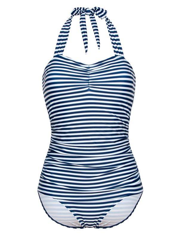 Nastrovje Potsdam Pussy Deluxe Sally Striped Damen Badeanzug marine allover Super Sparpreis