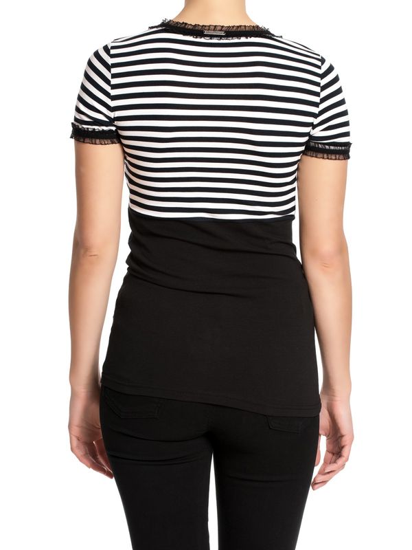 Nastrovje Potsdam Pussy Deluxe Stripey black/white on black Damen T-Shirt schwarz/weiß Wochenangebot