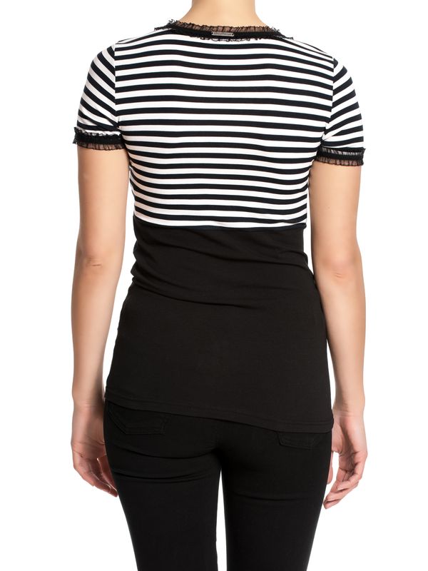 Nastrovje Potsdam Pussy Deluxe Stripey black/white on black Damen T-Shirt schwarz/weiß Wochenangebot