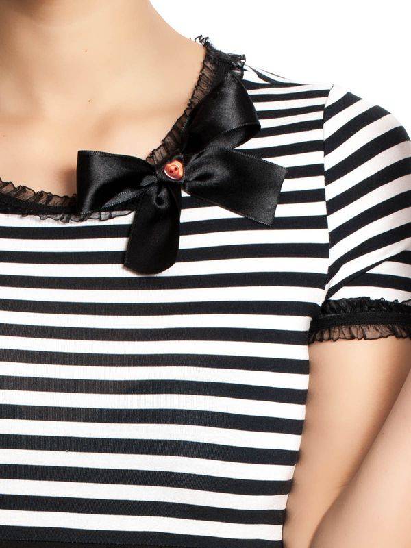 Nastrovje Potsdam Pussy Deluxe Stripey black/white on black Damen T-Shirt schwarz/weiß Wochenangebot