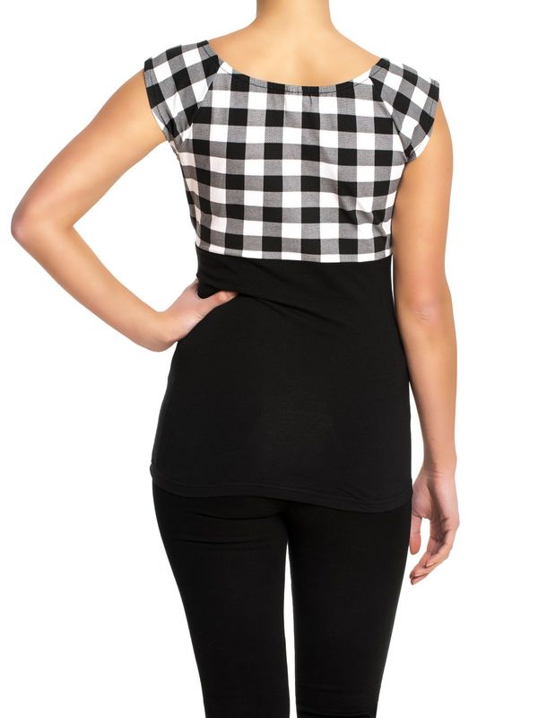 Nastrovje Potsdam Pussy Deluxe Evie Plaid Damen T-Shirt schwarz/weiß Kostenlose Rückgabe