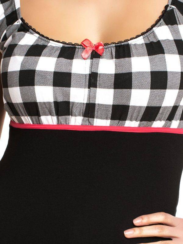 Nastrovje Potsdam Pussy Deluxe Evie Plaid Damen T-Shirt schwarz/weiß Kostenlose Rückgabe