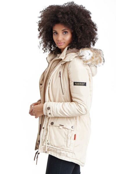 Navahoo Grinsekatze Damen lange Winterjacke mit Kapuze Schlussverkauf