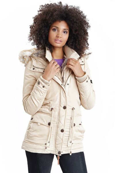 Navahoo Grinsekatze Damen lange Winterjacke mit Kapuze Schlussverkauf