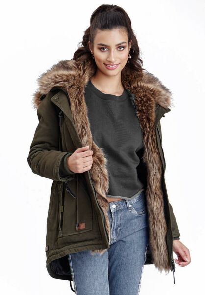 Navahoo Navahoo Daria Damen Parka Jacke mit Kunstfellkragen Günstig kaufen