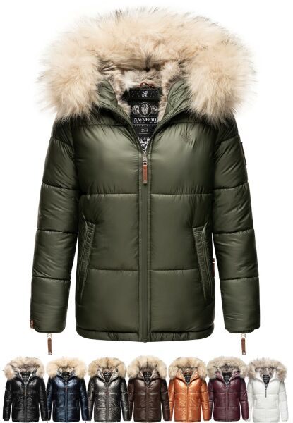 Navahoo Navahoo Tikunaa Damen Winterjacke mit Kapuze und Kunstfellkragen im Angebot