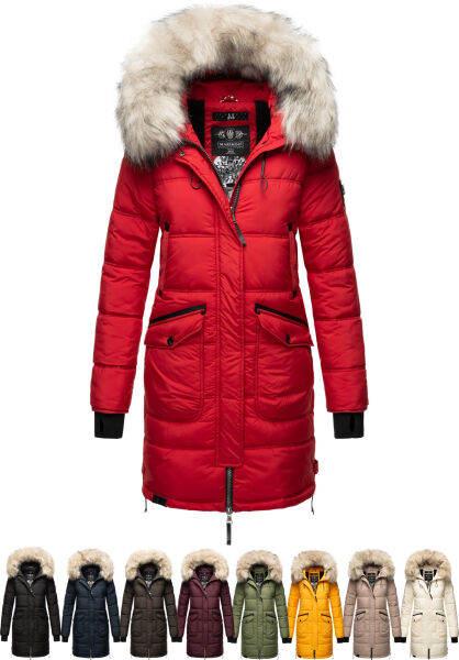 Navahoo Chaskaa Damen lange Winter Steppjacke mit KunstfellKragen Neuheiten