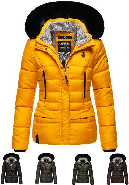 Navahoo Loveleen Damen Winter Steppjacke mit Teddyfell und Fellkragen Räumungsverkauf