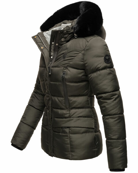Navahoo Loveleen Damen Winter Steppjacke mit Teddyfell und Fellkragen Räumungsverkauf