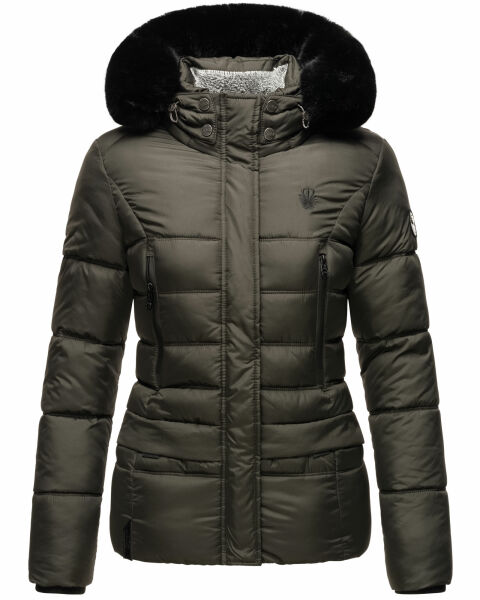 Navahoo Loveleen Damen Winter Steppjacke mit Teddyfell und Fellkragen Räumungsverkauf