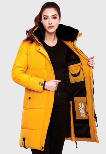 Navahoo Streliziaa Damen lange Winter Steppjacke Fellkragen Tägliche Deals