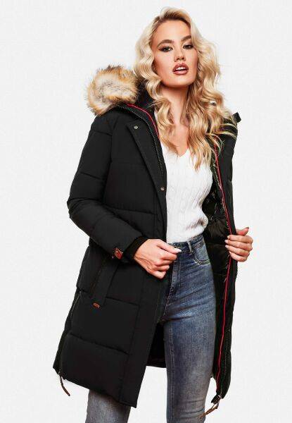 Navahoo Navahoo Halina Damen Winter Steppmantel mit Kunstfell Letzte 3 Tage
