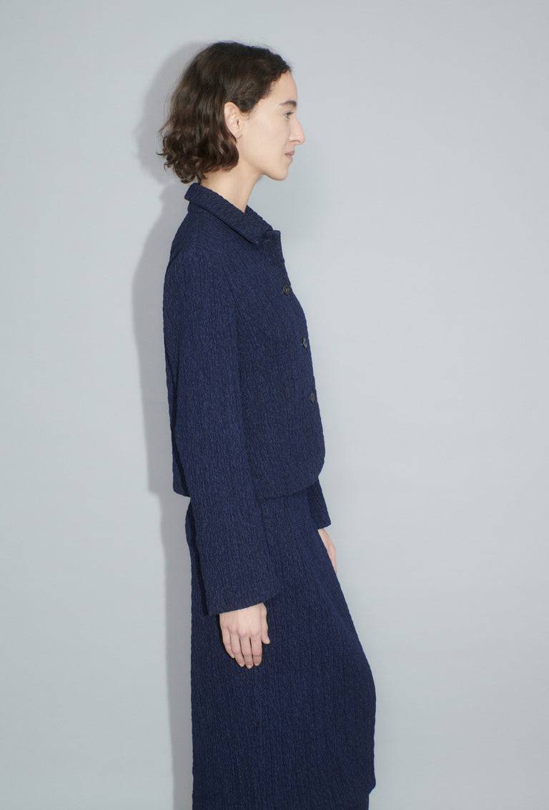 Odeeh Stretch Cloqué Jacke, Indigo Rabatte dieses Monats
