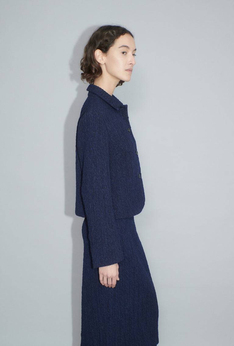 Odeeh Stretch Cloqué Jacke, Indigo Rabatte dieses Monats