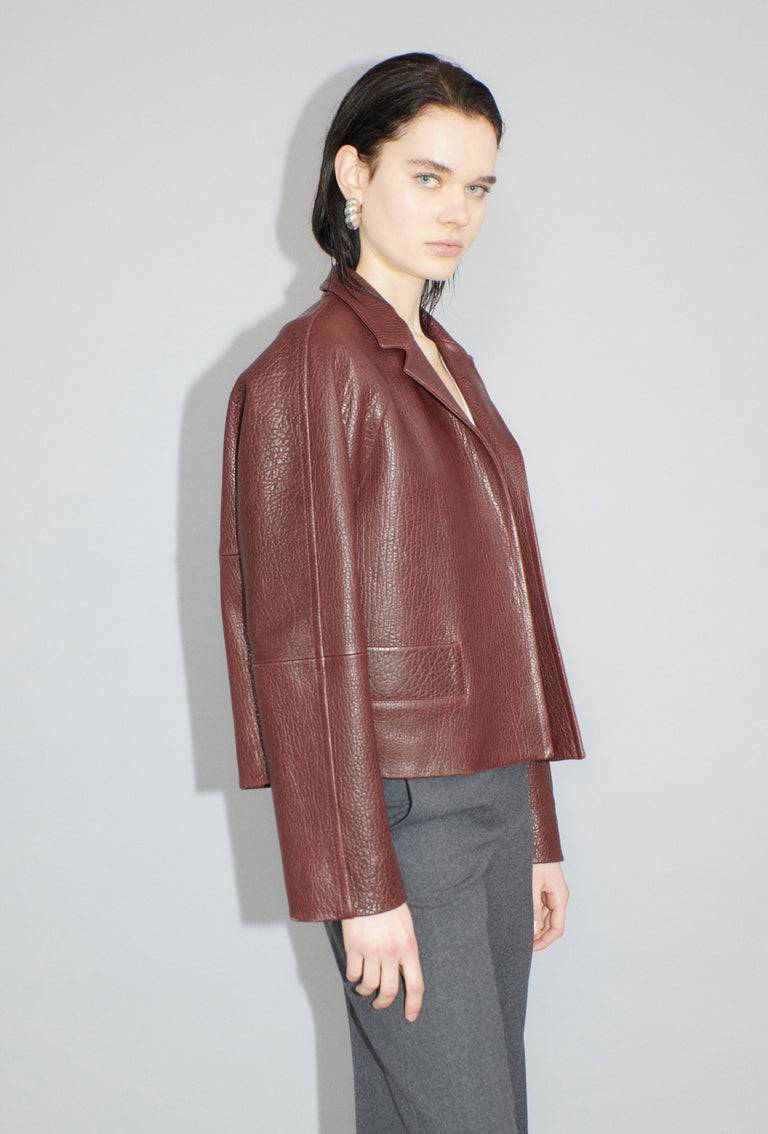Odeeh Grainy Lamb Nappa Jacke, Chestnut Red Verkauf