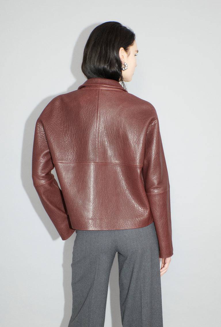 Odeeh Grainy Lamb Nappa Jacke, Chestnut Red Verkauf