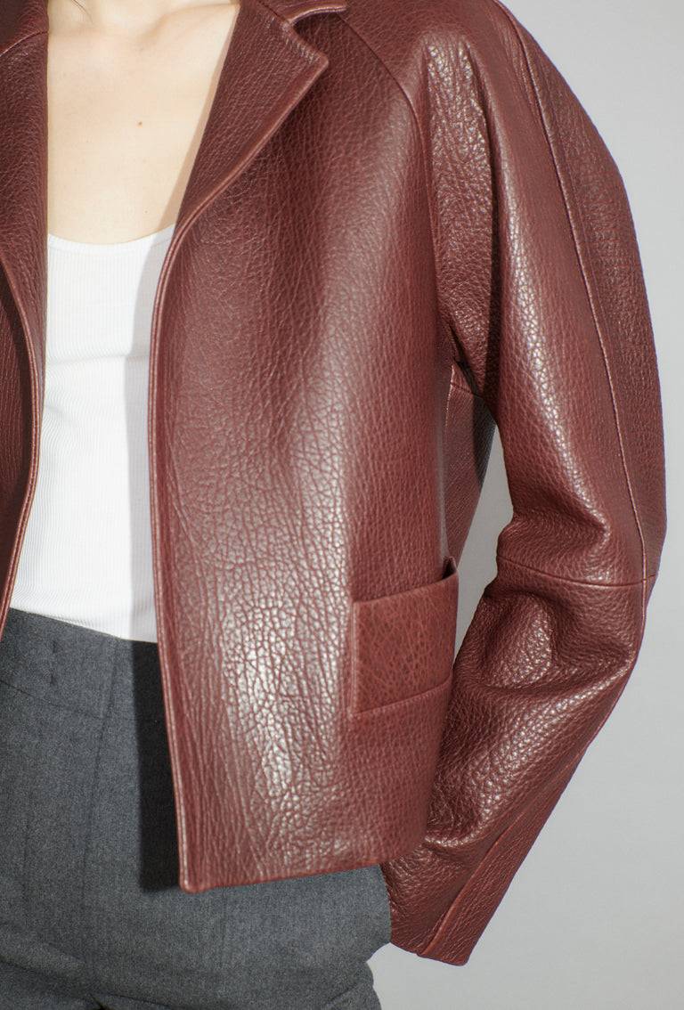 Odeeh Grainy Lamb Nappa Jacke, Chestnut Red Verkauf