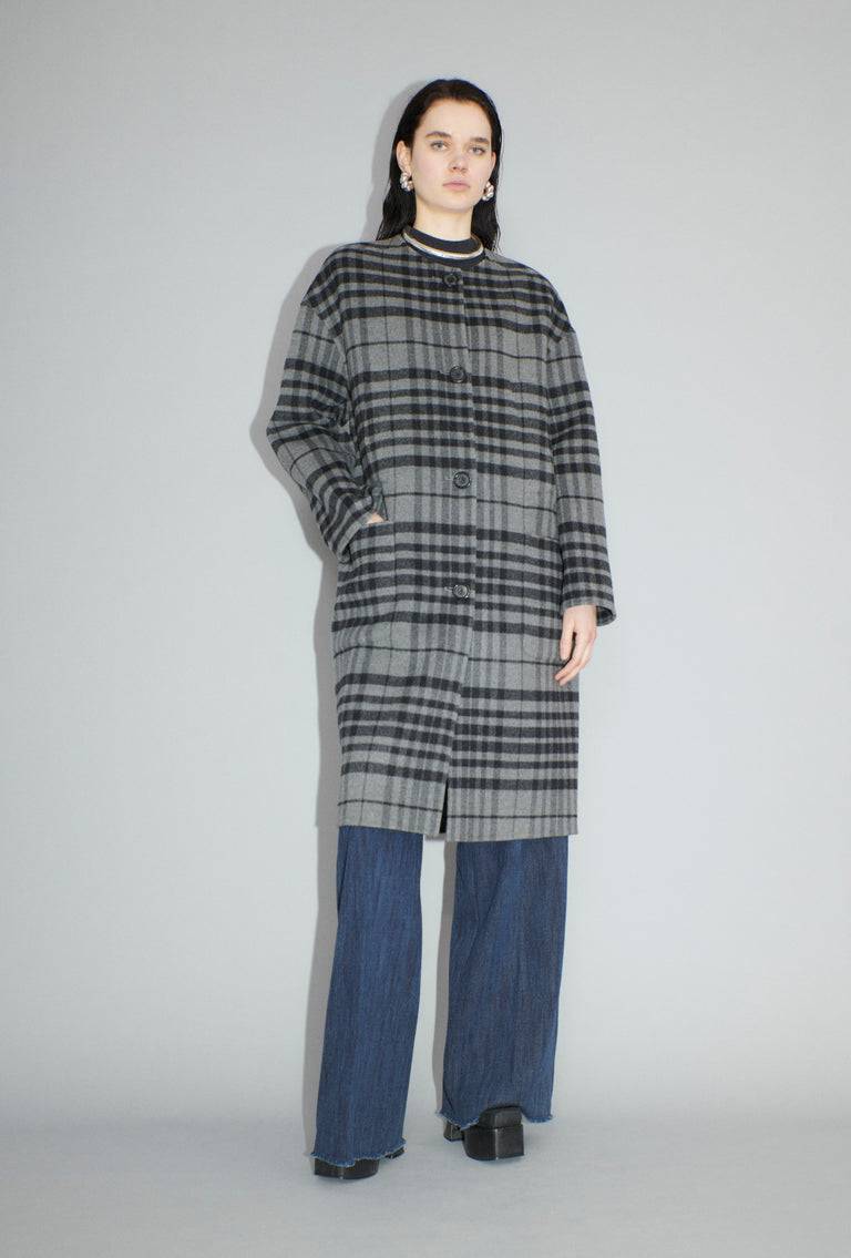 Odeeh Double Check Mantel, Flannel Grey Blitzverkäufe