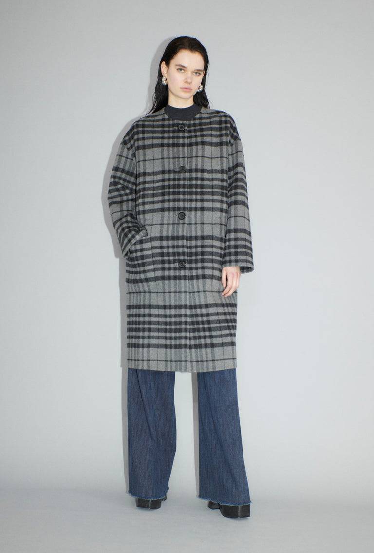 Odeeh Double Check Mantel, Flannel Grey Blitzverkäufe