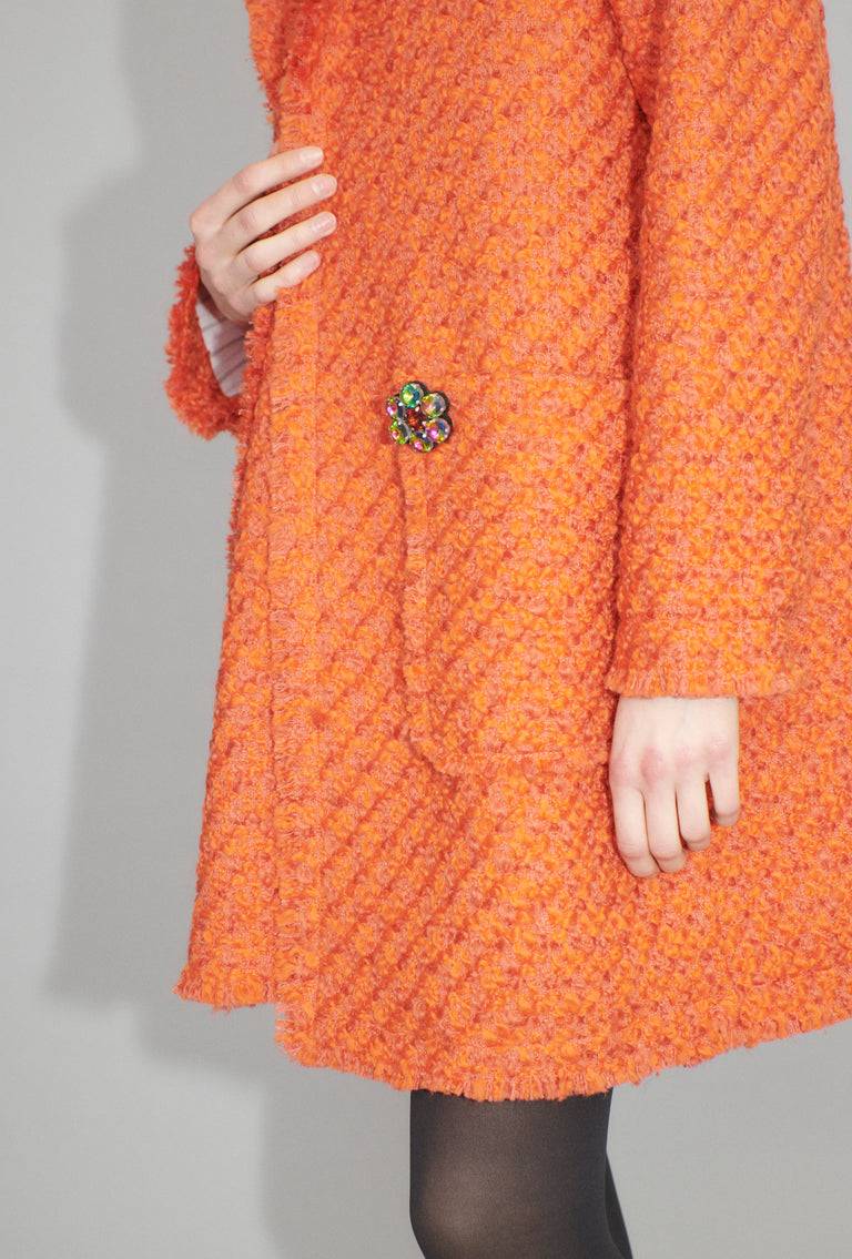 Odeeh Bouclé Tweed Mantel, Mandarin Kostenloser Versand