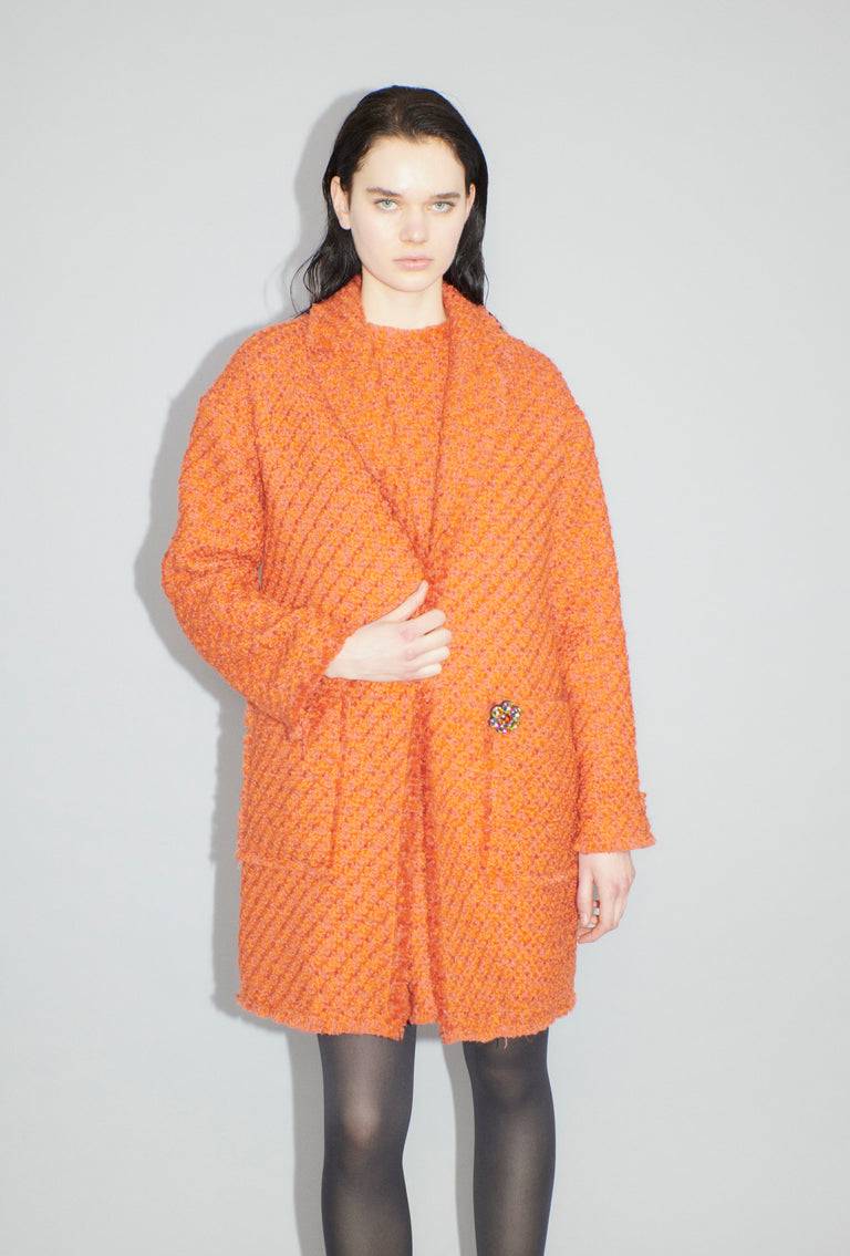 Odeeh Bouclé Tweed Mantel, Mandarin Kostenloser Versand