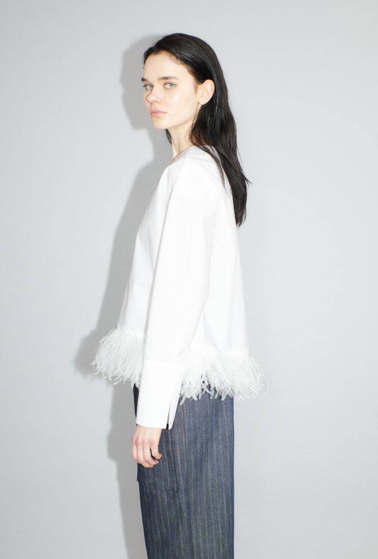 Odeeh Crushed Popeline Bluse, White Blitzangebot