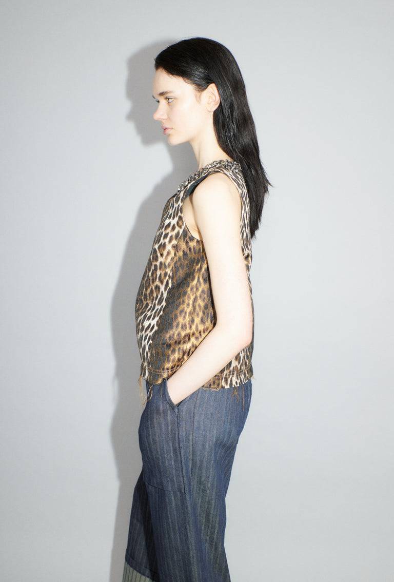 Odeeh Leopard Jaquard Top, Hazelnut Große Rabatte