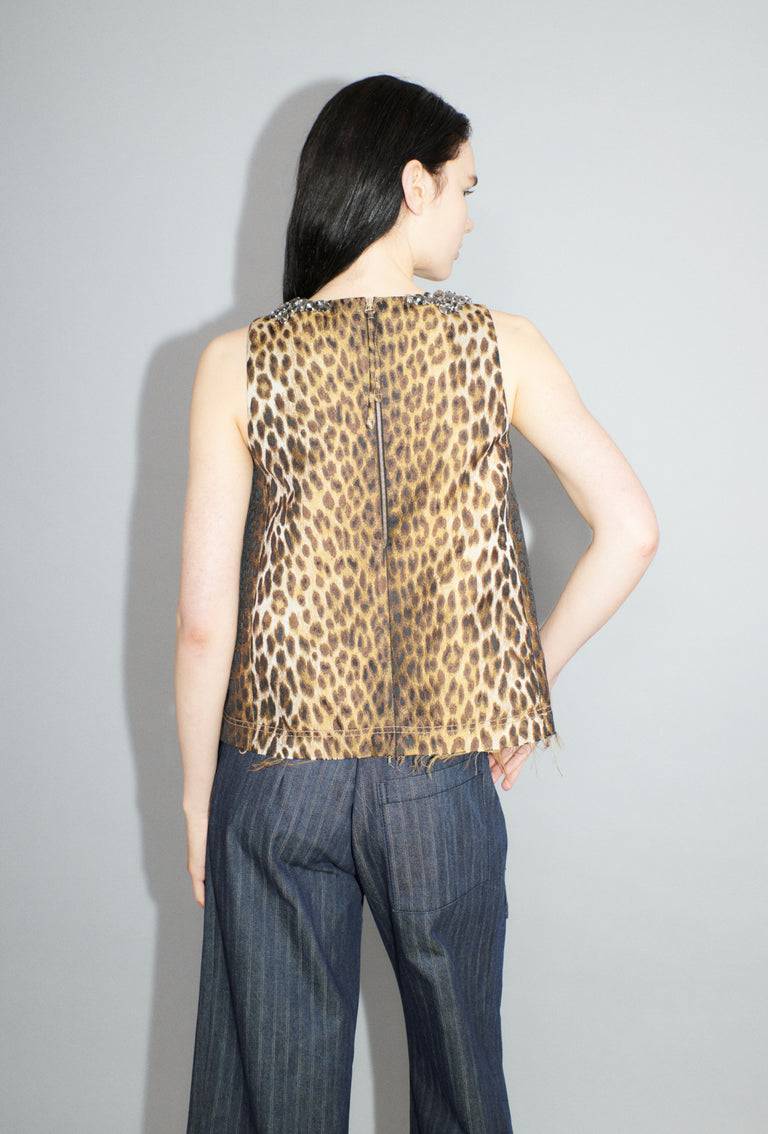 Odeeh Leopard Jaquard Top, Hazelnut Große Rabatte