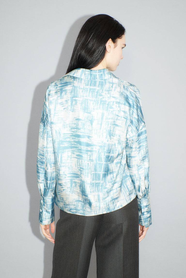 Odeeh Paintbrush Texture Bluse, Nordic Blue Räumungsverkauf