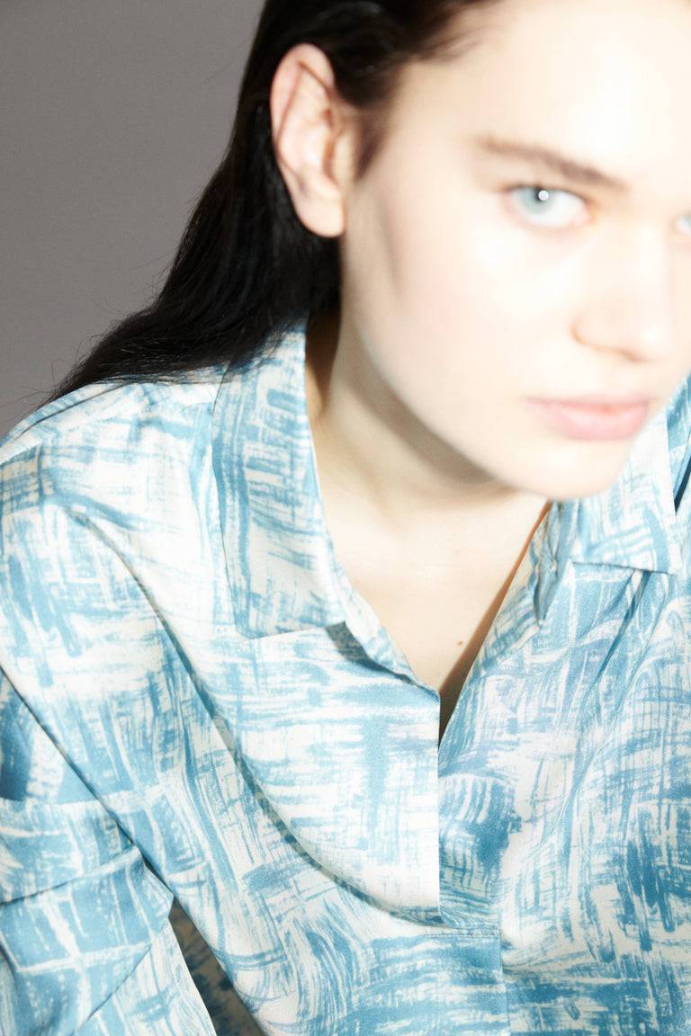 Odeeh Paintbrush Texture Bluse, Nordic Blue Räumungsverkauf