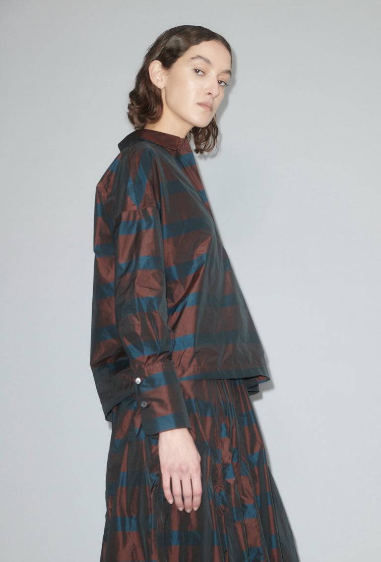 Odeeh Striped Taffeta Bluse, Burgundy Super Sparpreis
