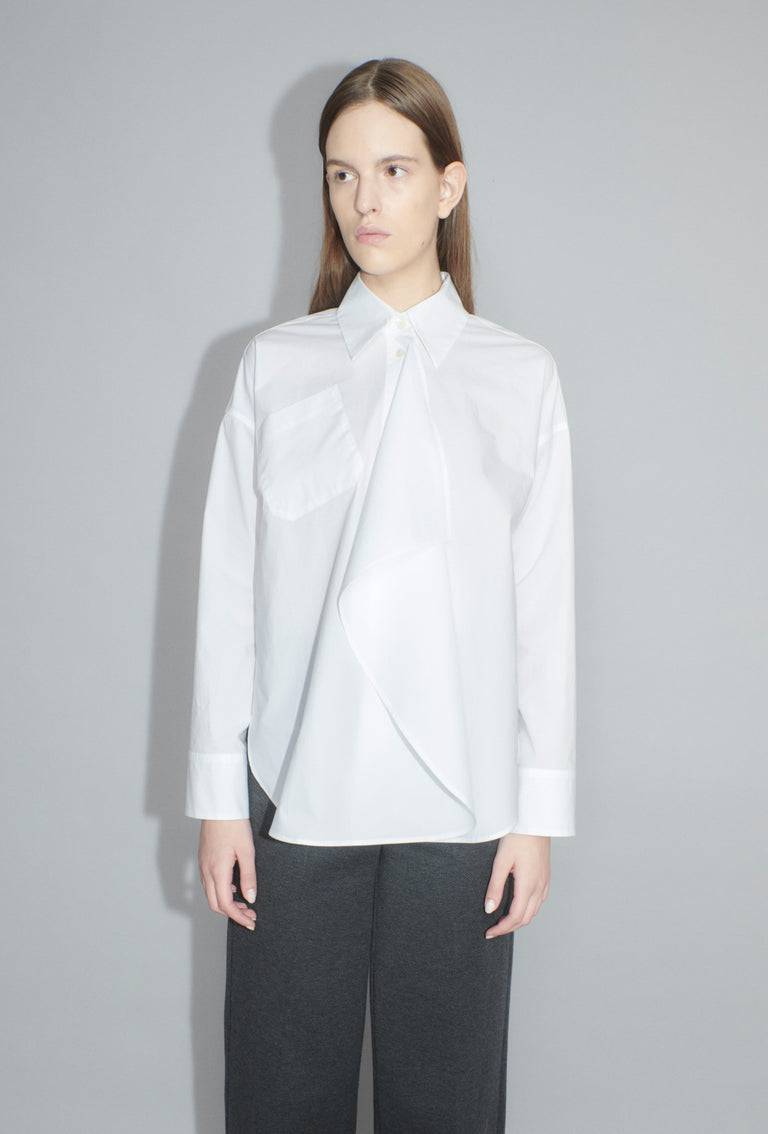Odeeh Crushed Popeline Bluse, White Begrenzte Freigabe