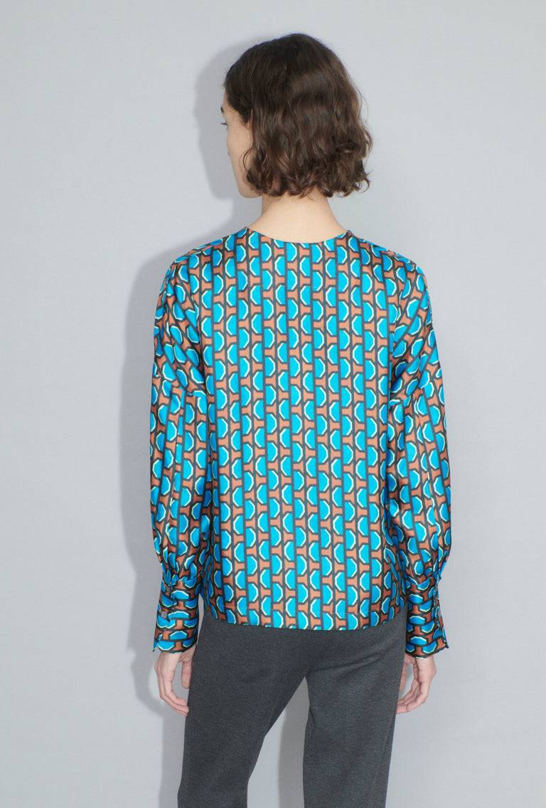 Odeeh Fancy Grid Bluse, Burnt Orange Letzte 3 Tage
