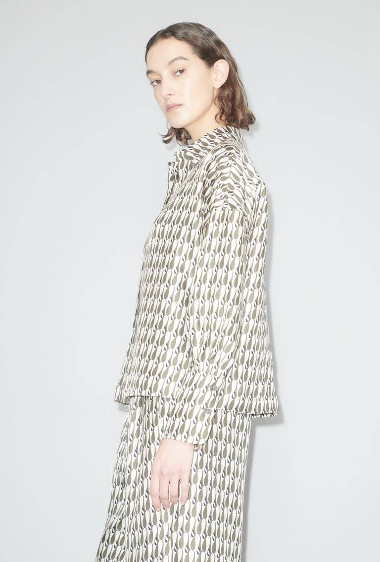 Odeeh Abstract Penguins Bluse, Brown Olive Bis zu 50% Rabatt