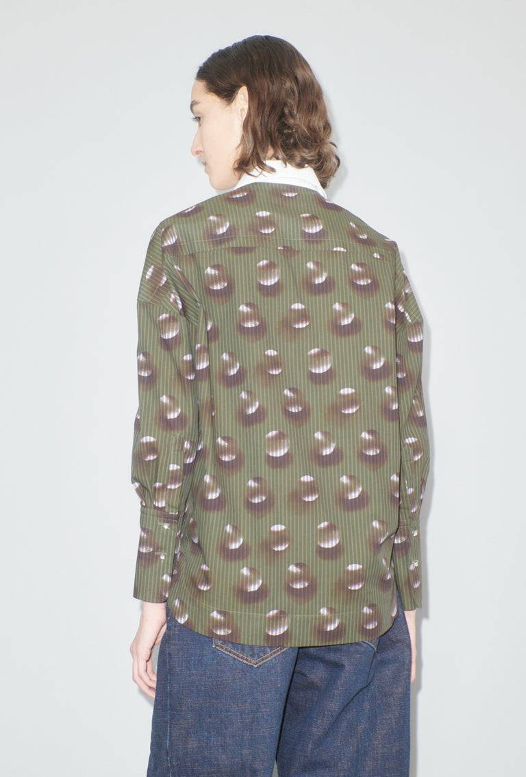 Odeeh Overprinted Stripe Bluse, Dark Olive Bis zu 65% Rabatt