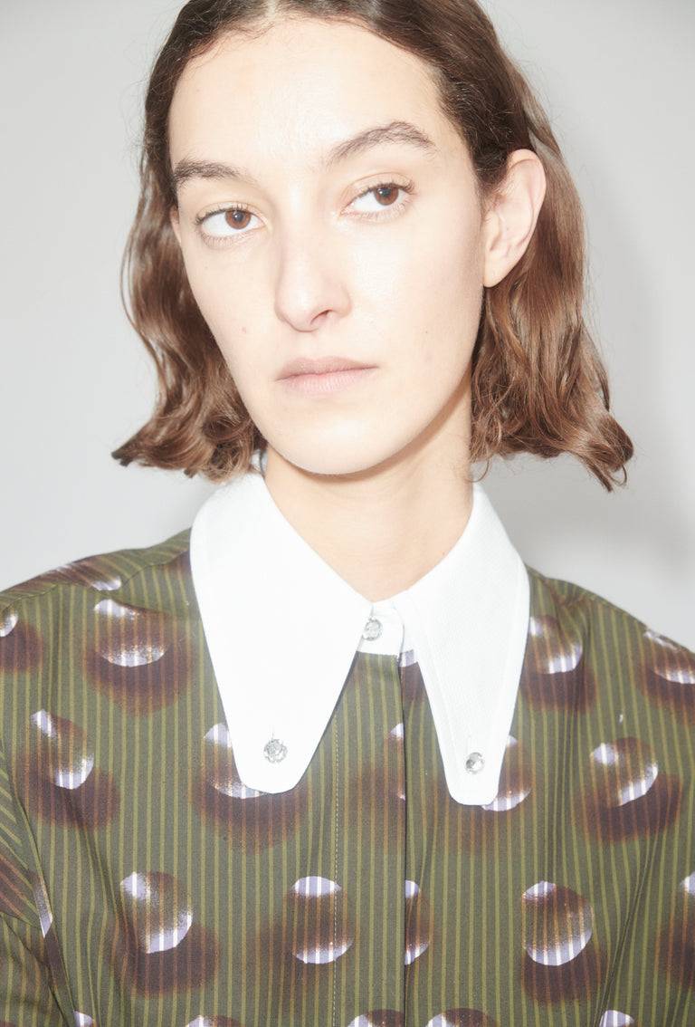 Odeeh Overprinted Stripe Bluse, Dark Olive Bis zu 65% Rabatt