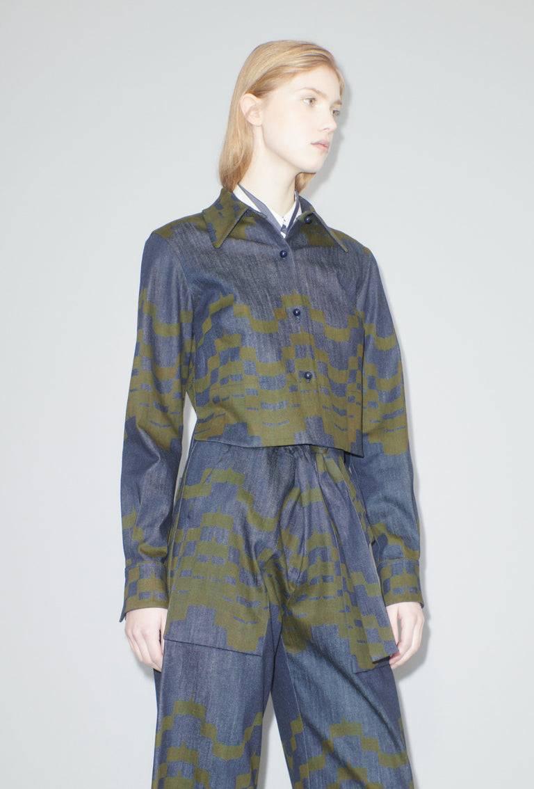 Odeeh Pigment Print Bluse, Dark Moss Sonderangebot der Fabrik