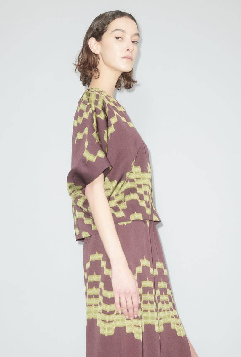 Odeeh Double Printed Degradè Bluse, Goldolive Clearance-Verkauf