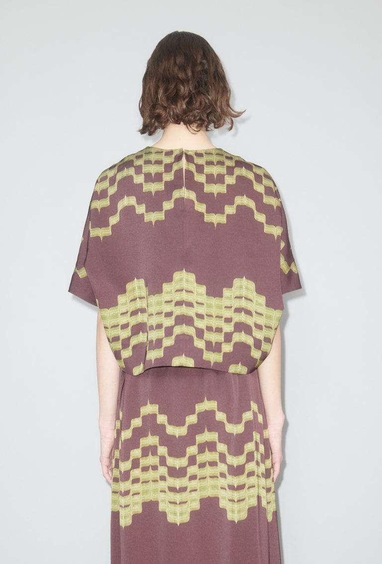 Odeeh Double Printed Degradè Bluse, Goldolive Clearance-Verkauf