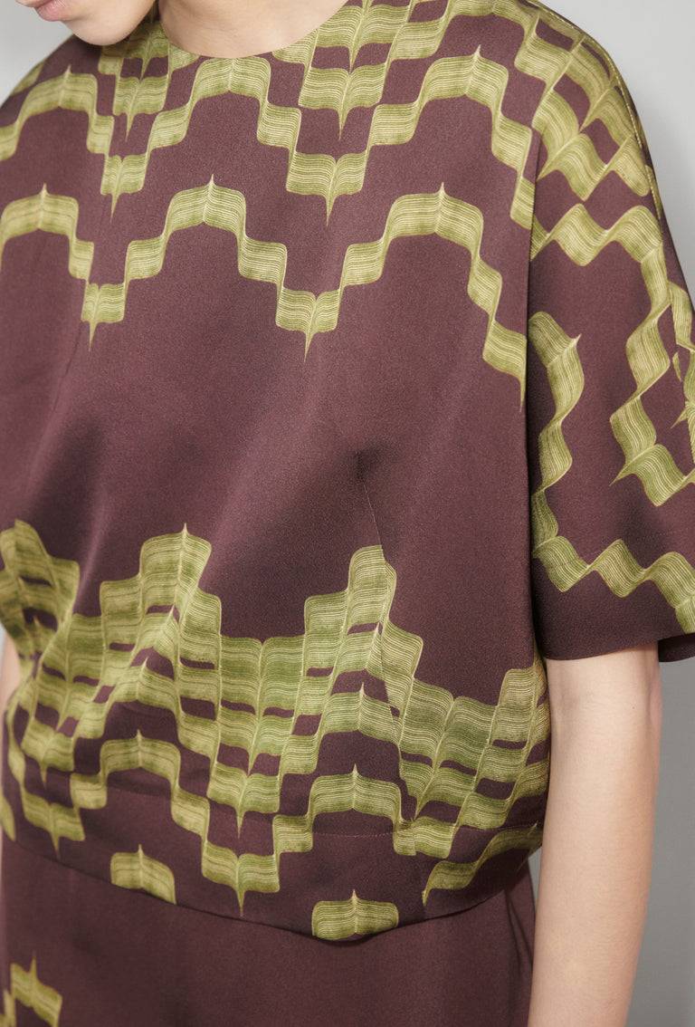 Odeeh Double Printed Degradè Bluse, Goldolive Clearance-Verkauf