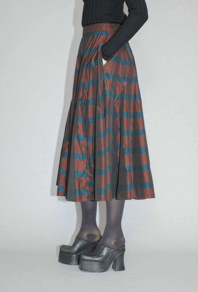 Odeeh Striped Taffeta Rock, Burgundy Auslauf