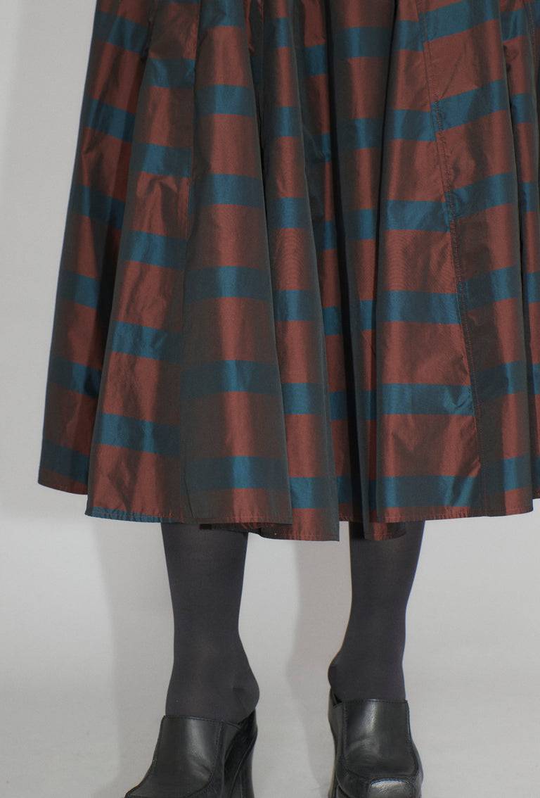 Odeeh Striped Taffeta Rock, Burgundy Auslauf