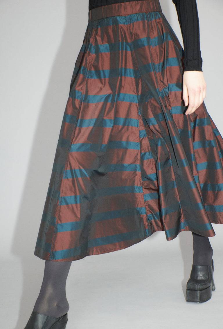 Odeeh Striped Taffeta Rock, Burgundy Auslauf