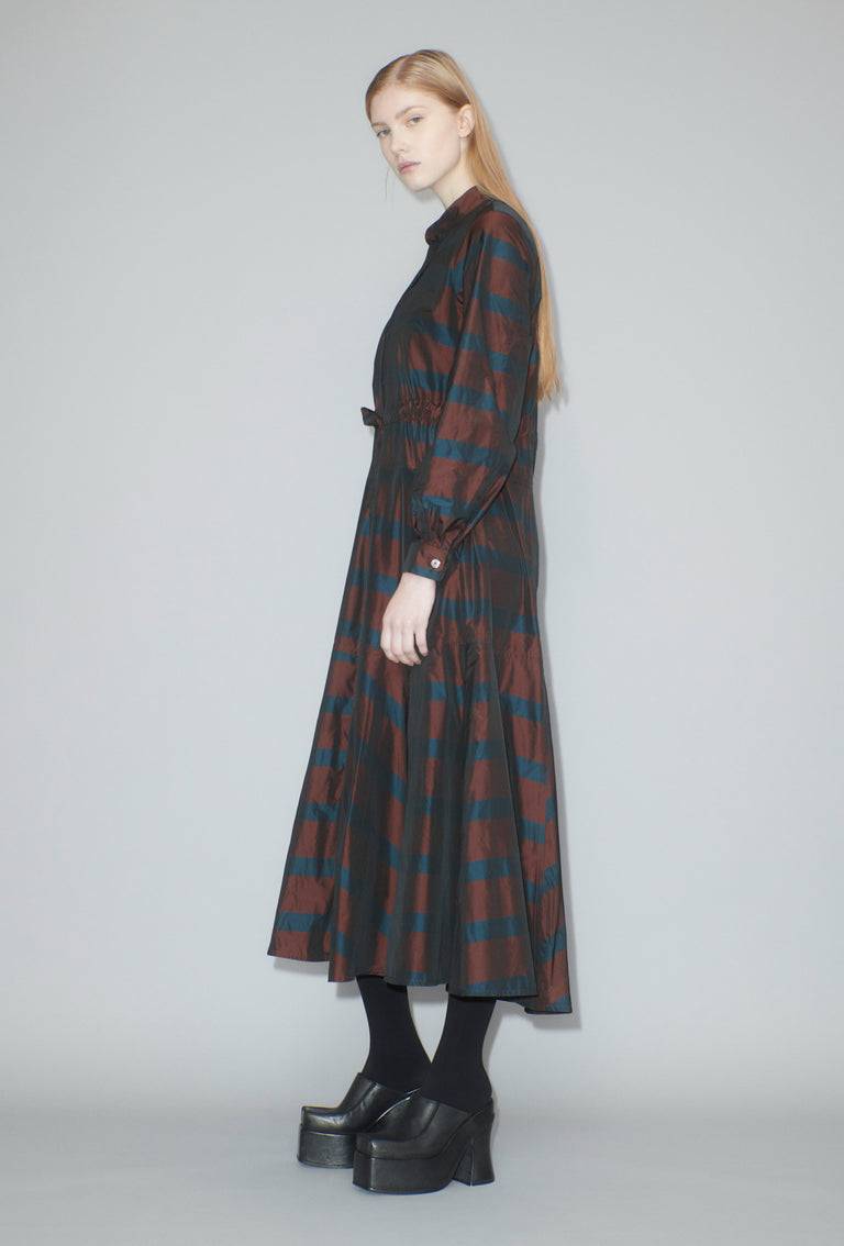 Odeeh Striped Taffeta Kleid, Burgundy Verkauf