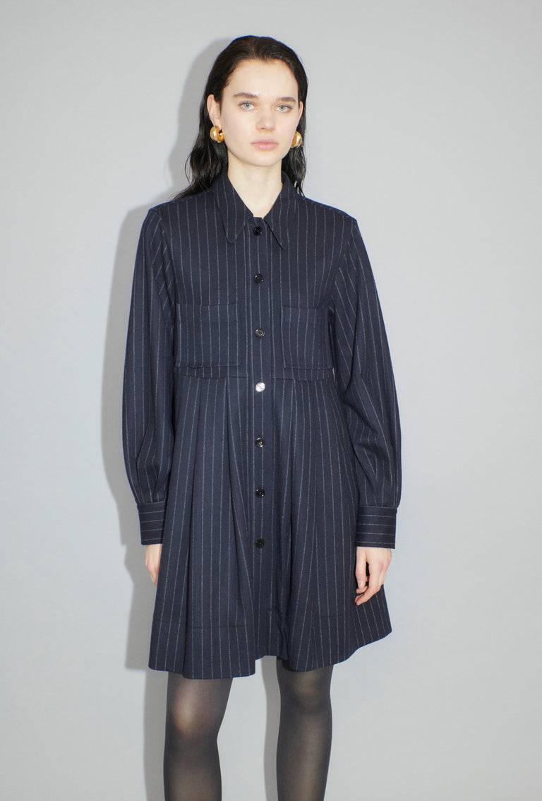 Odeeh Pin Stripe Jersey Kleid, Navy Angebote