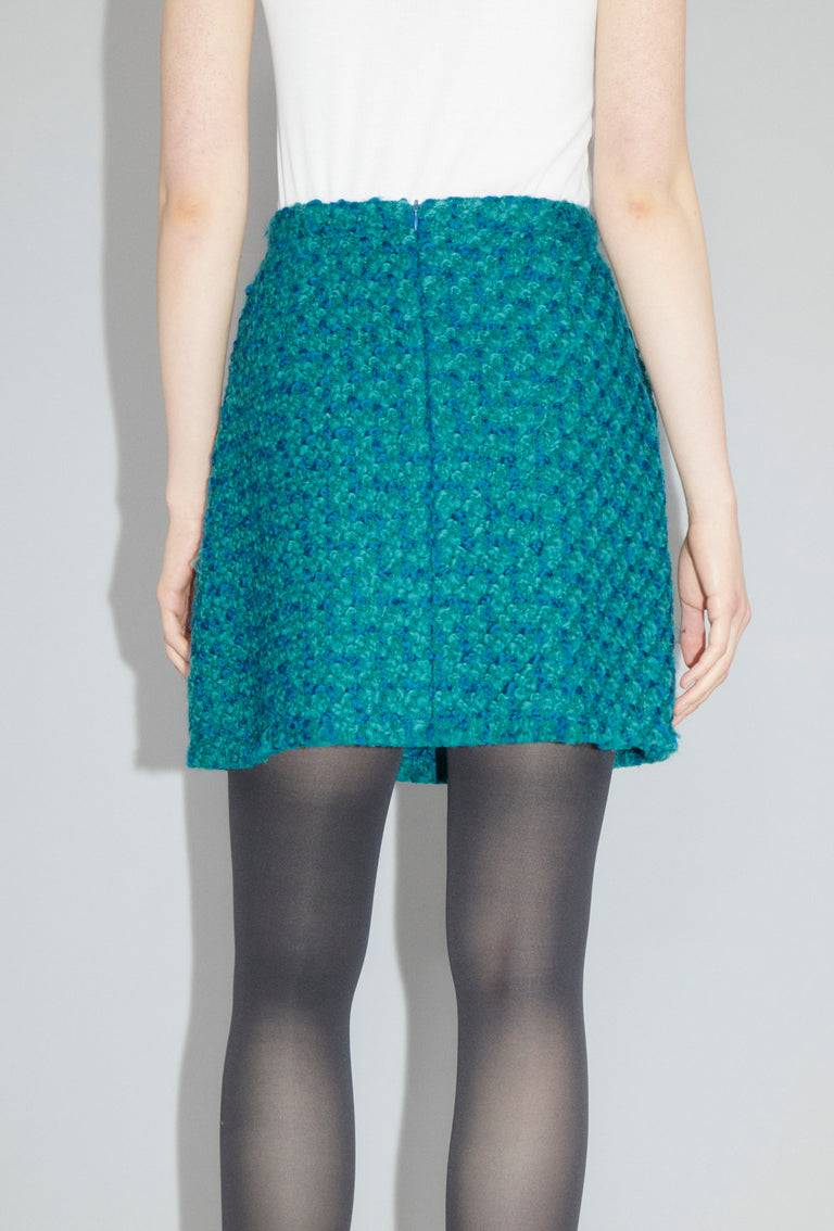 Odeeh Bouclé Tweed Rock, Dark Peacock im Angebot