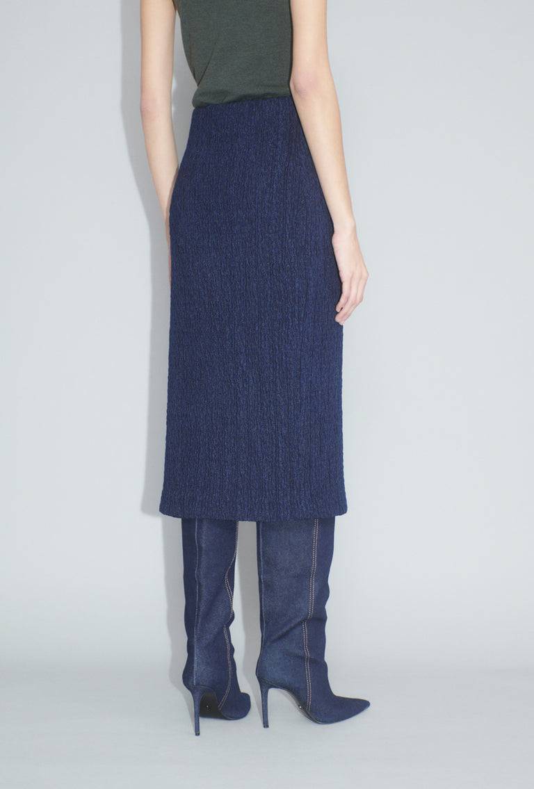 Odeeh Stretch Cloqué Rock, Indigo Schlussverkauf