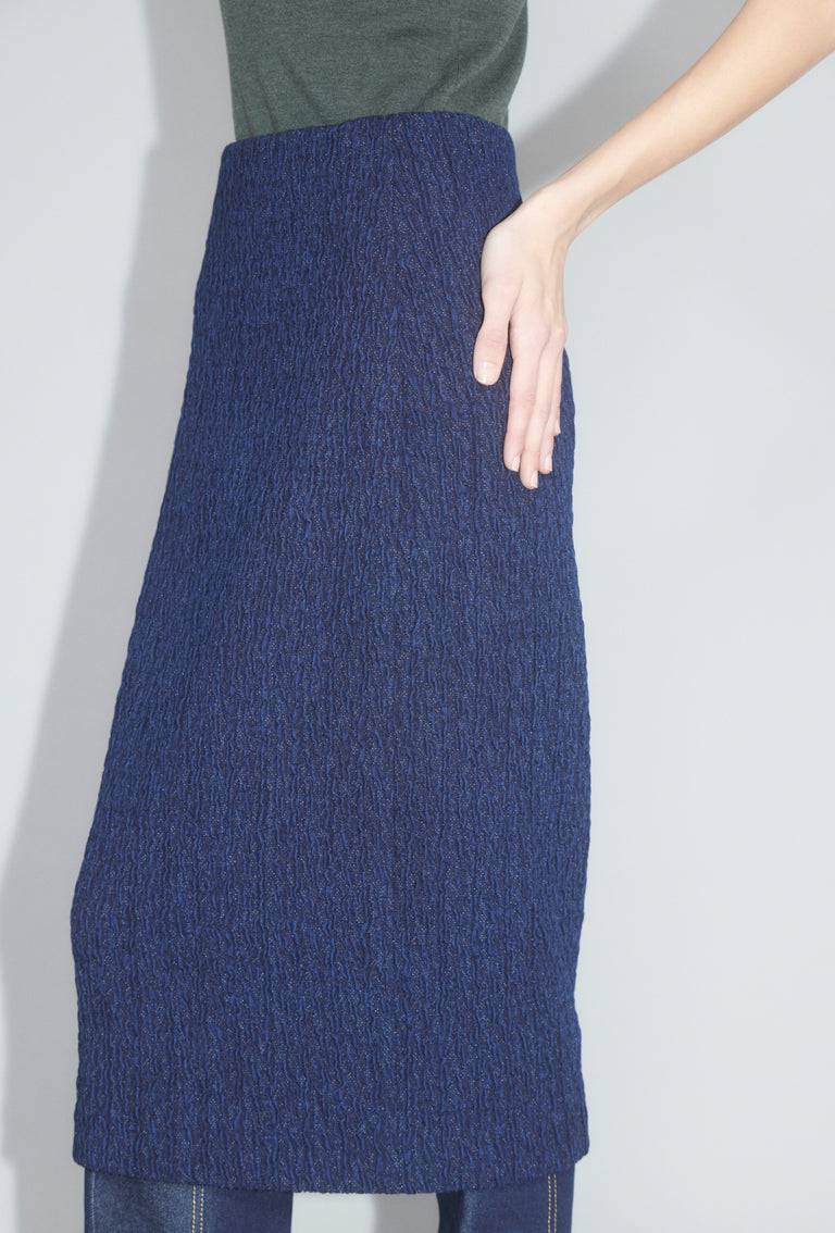 Odeeh Stretch Cloqué Rock, Indigo Schlussverkauf