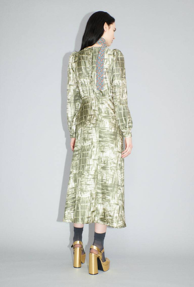 Odeeh Paintbrush Texture Kleid, Dark Olive Fabrik Onlineshop